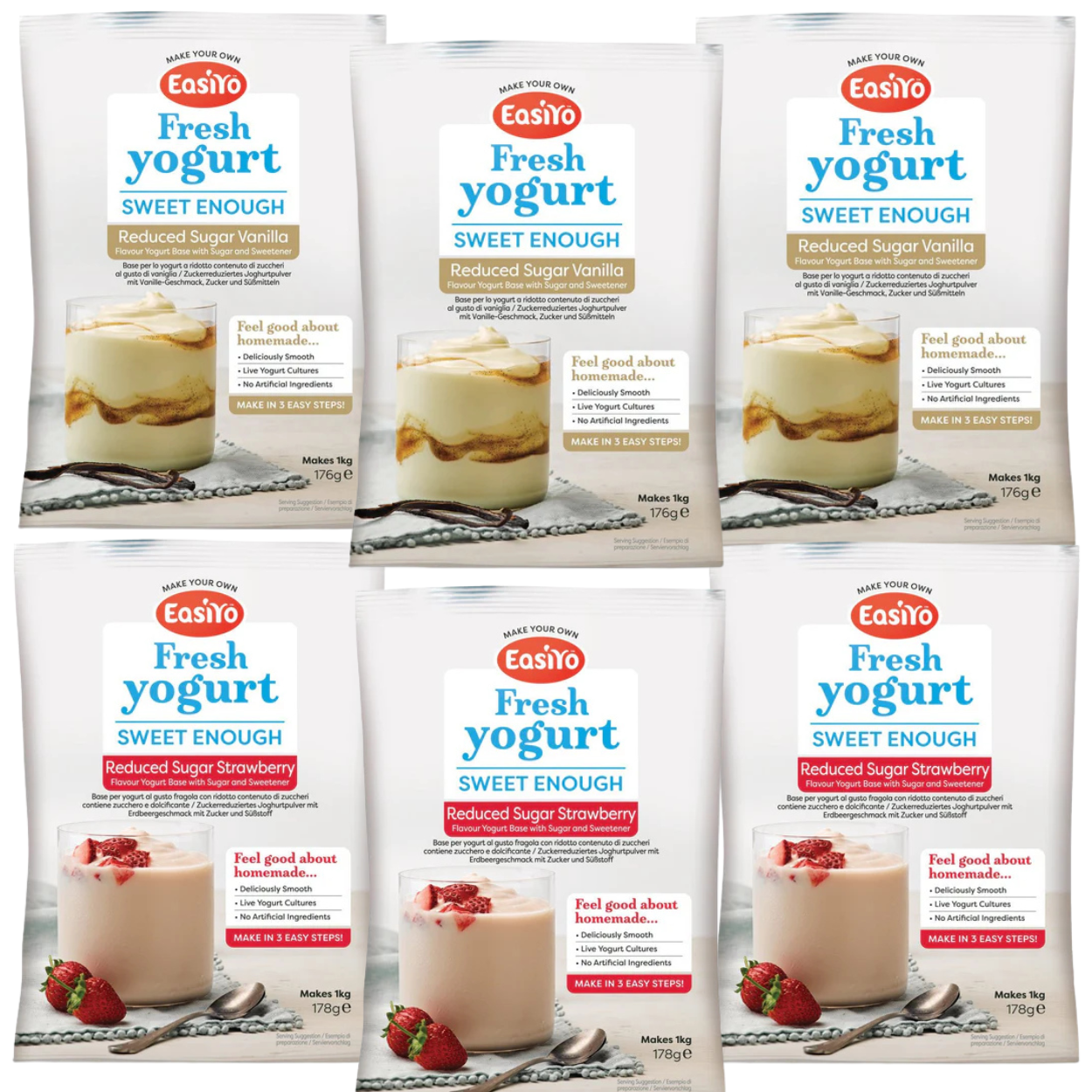 EasiYo Yoghurt 6 Sweet Enough Variety Pack