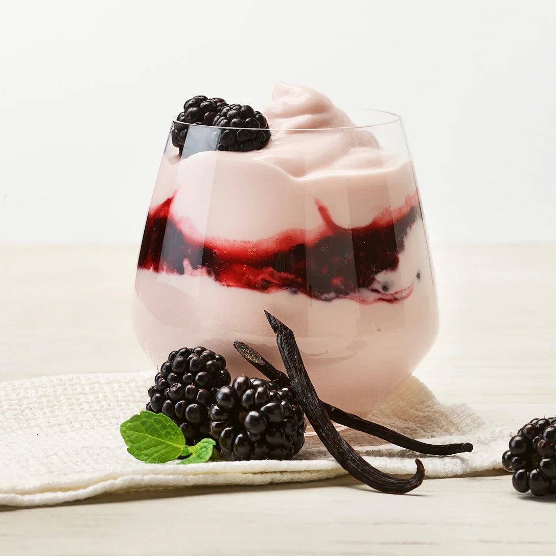 Homemade EasiYo Greek Style Vanilla & Blackberry yoghurt
