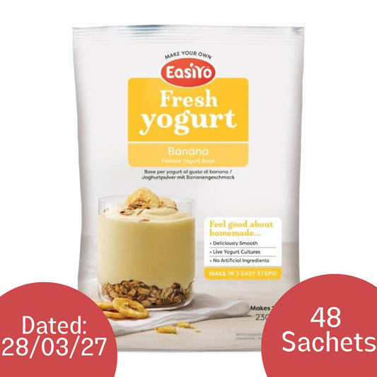48 x Banana EasiYo Yogurt Sachet Pack Makes 1KG | Dated 28/03/2027