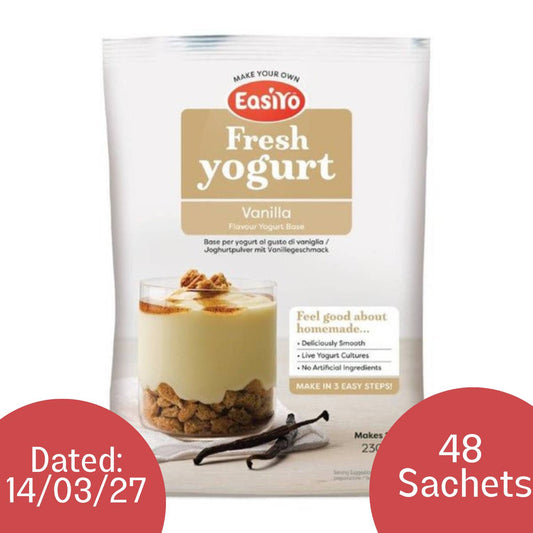 48 x Vanilla EasiYo Yogurt Sachet Pack Makes 1KG | Dated 14/03/2027