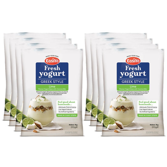 8 Pack of Greek Style Lime with Coconut Bits EasiYo Yogurt Sachet Makes 1KG | EasiYo Yoghurt Mix
