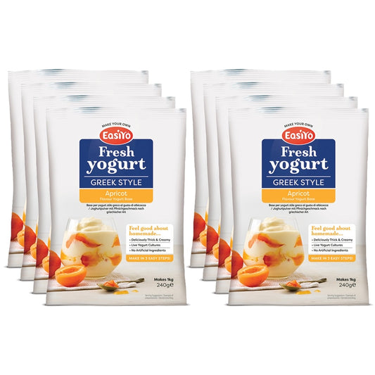 8 Pack of Greek Style Apricot EasiYo Yogurt Sachet Pack Makes 1KG | EasiYo Yoghurt Mix