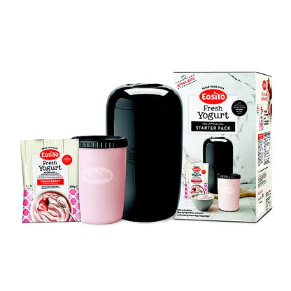 EasiYo Yoghurt Maker Starter Kit | Includes Strawberry Yoghurt Sachet(Black)