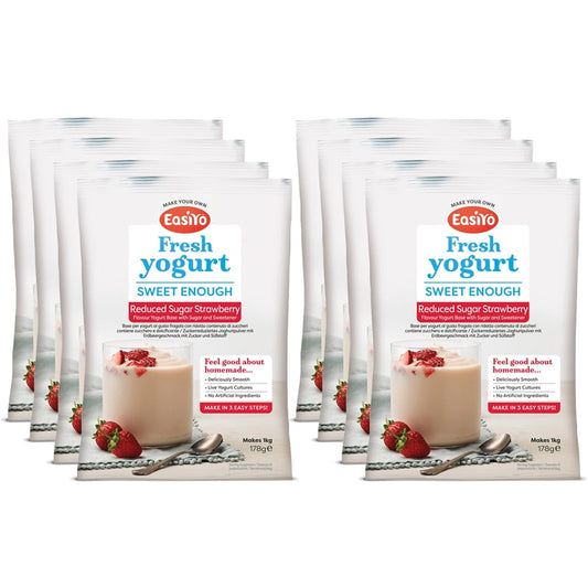 8 Pack of Sweet Enough Strawberry EasiYo Yogurt Sachet Pack Makes 1KG | EasiYo Yoghurt Mix