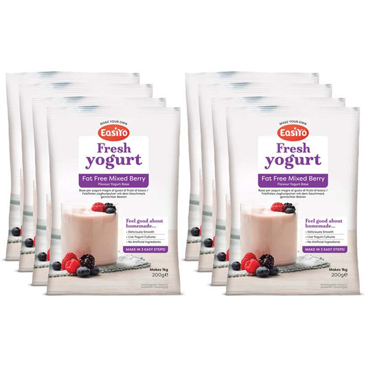 8 Pack of Fat Free Mixed Berry EasiYo Yogurt Sachet Pack Makes 1KG | EasiYo Yoghurt Mix