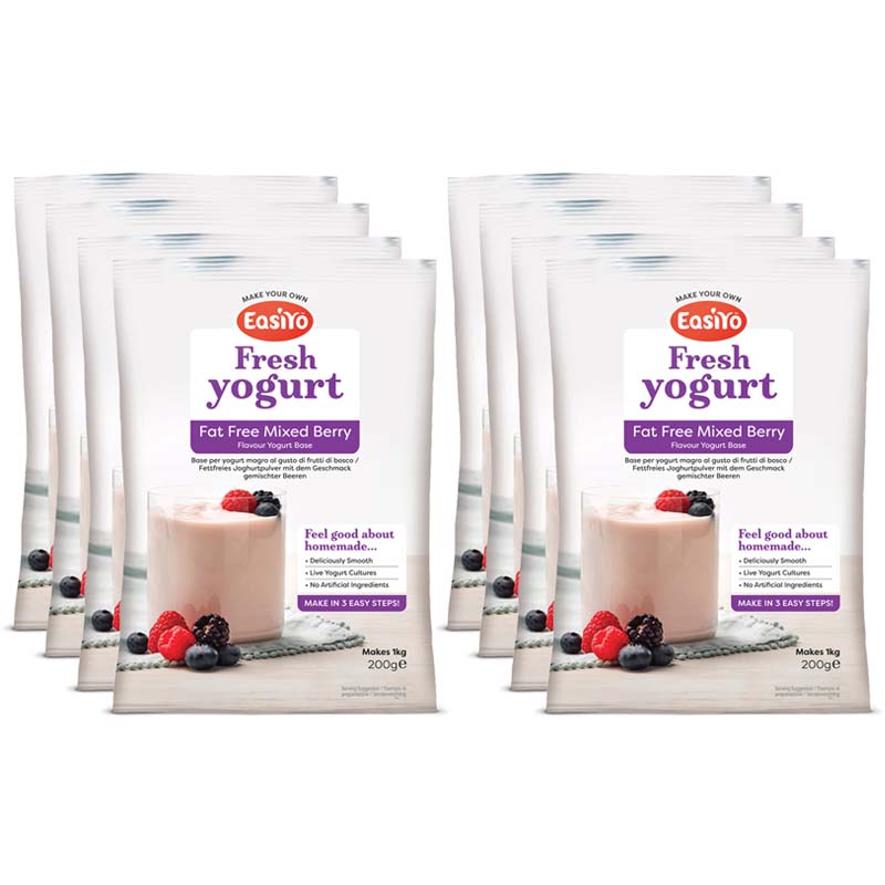 8 Pack of Fat Free Mixed Berry EasiYo Yogurt Sachet Pack Makes 1KG | EasiYo Yoghurt Mix