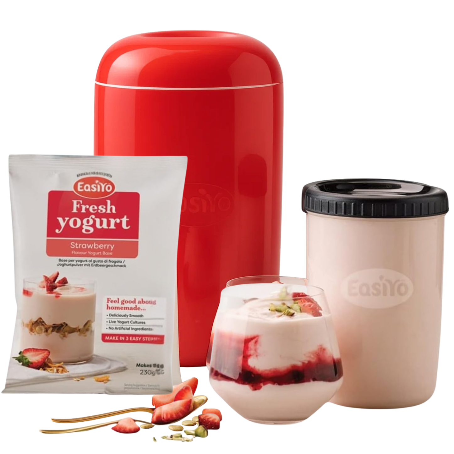 EasiYo Yoghurt Maker Starter Kit | Includes Strawberry Yoghurt Sachet