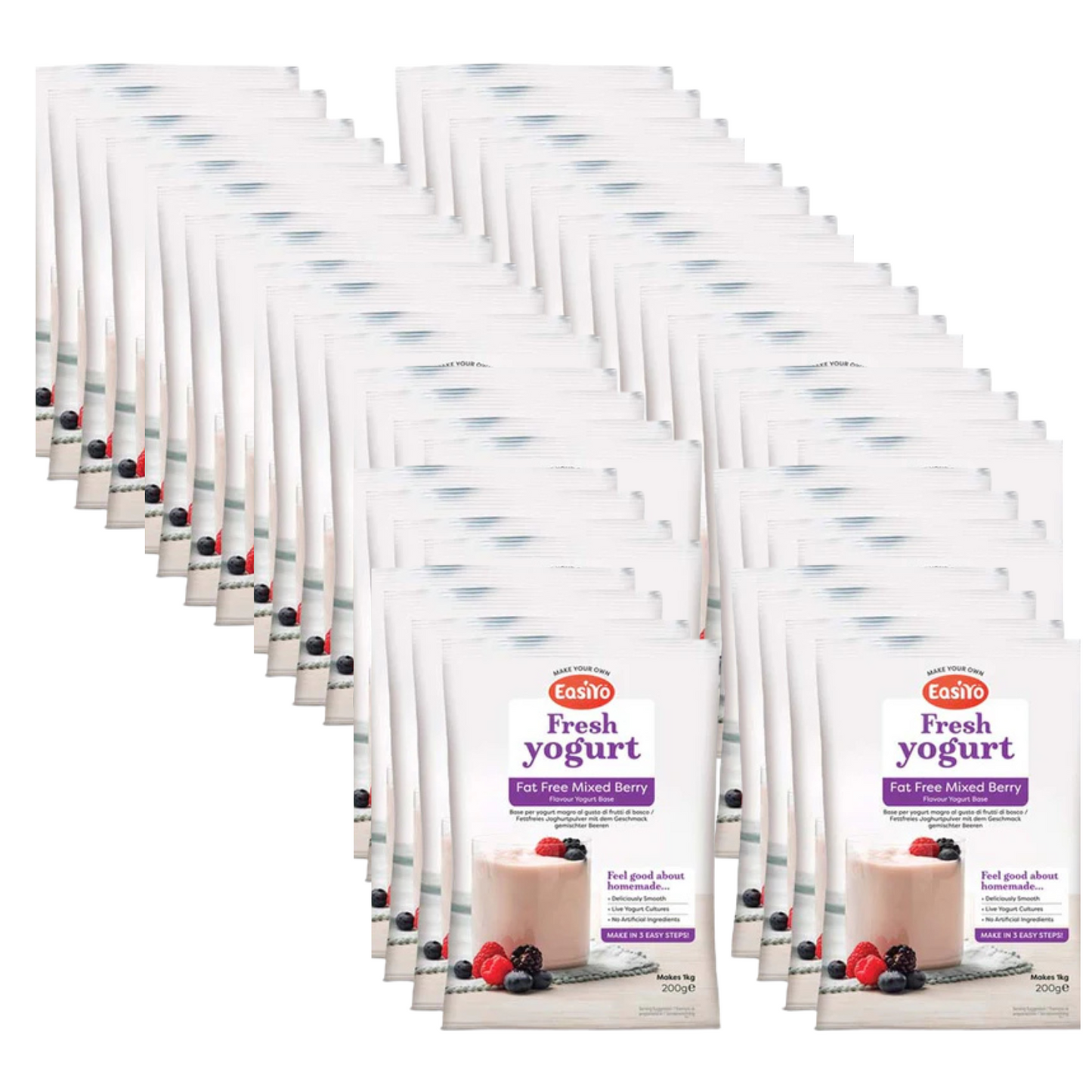 (SHORT DATED 26/01/2025)Fat Free Mixed Berry EasiYo Yogurt Sachet Pack Makes 1KG | EasiYo Yoghurt Mix