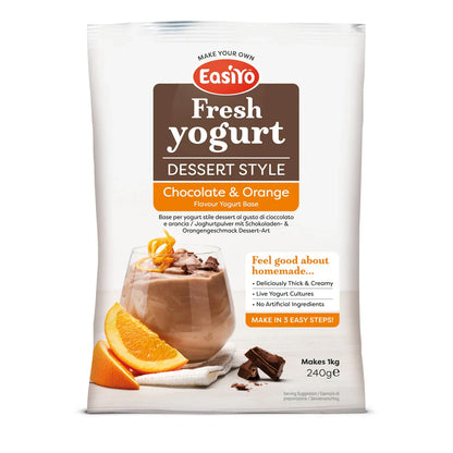8 pack of EasiYo Chocolate Orange yoghurt sachets – makes 8kg