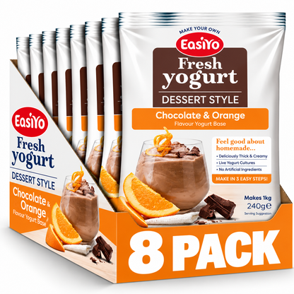 EasiYo Dessert Style Chocolate and Orange Yogurt 8 Pack – Makes 8kg