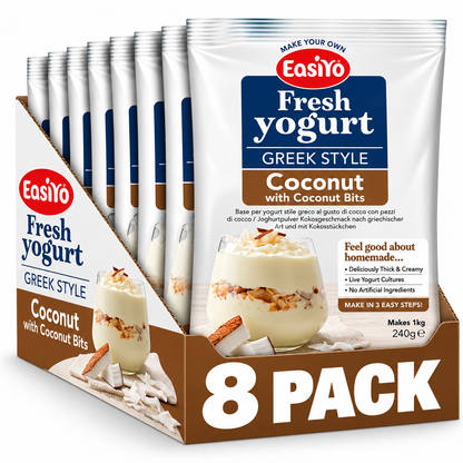 EasiYo Greek Style Coconut with Bits Yogurt 8 Pack – Makes 8kg