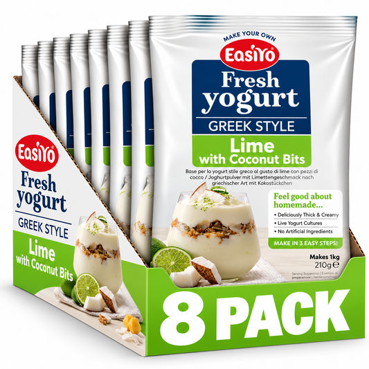 EasiYo Greek Style Lime with Coconut Bits Yogurt 8 Pack – Makes 8kg