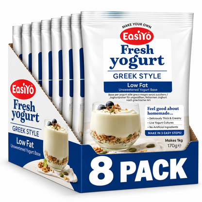Short dated EasiYo Greek Style Low Fat Yogurt 8 Pack
