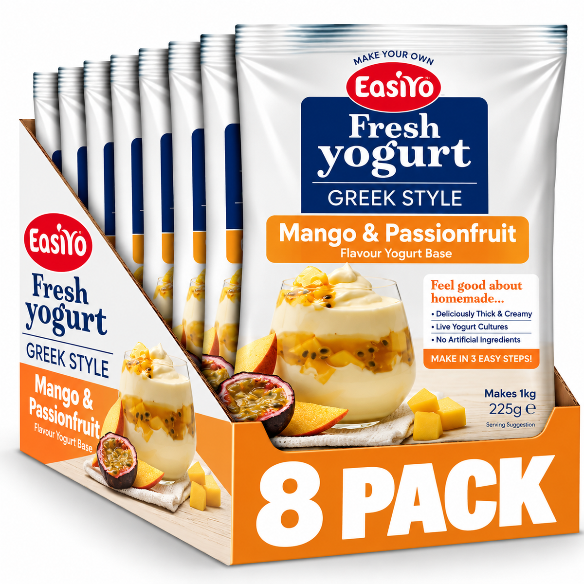 EasiYo Greek Style Mango and Passionfruit Yogurt 8 Pack – Makes 8kg
