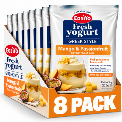 EasiYo Greek Style Mango and Passionfruit Yogurt 8 Pack – Makes 8kg