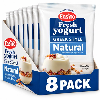 Short dated EasiYo Greek Style Natural Yogurt 8 Pack
