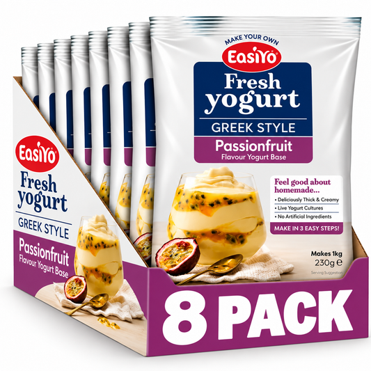 EasiYo Greek Style Passionfruit Yogurt 8 Pack – Makes 8kg