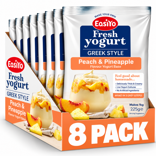 EasiYo Greek Style Peach and Pineapple Yogurt 8 Pack – Makes 8kg