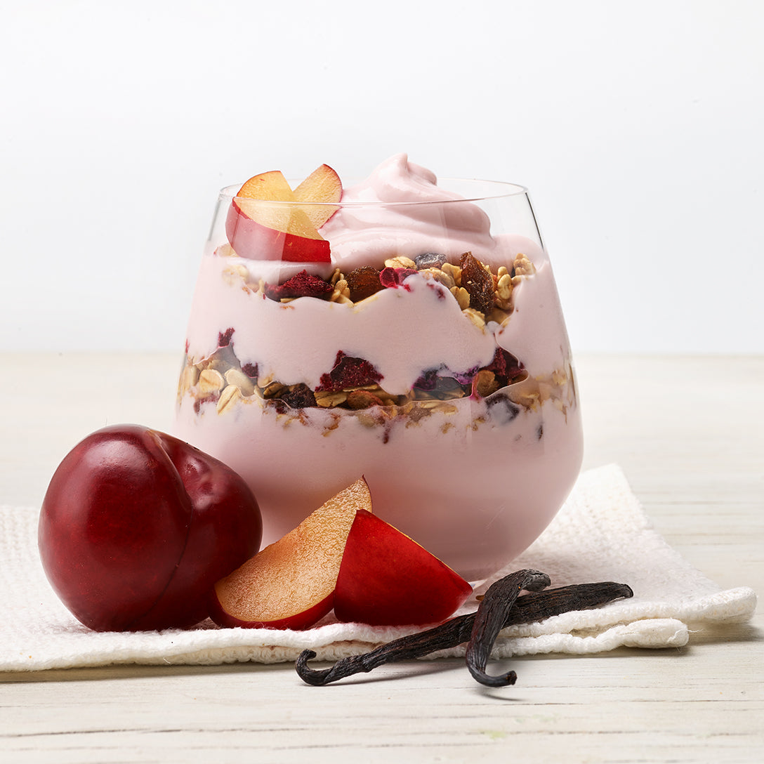 Homemade EasiYo Greek Style Vanilla & Plum yoghurt