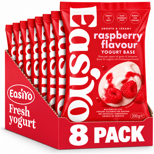 EasiYo Raspberry Yogurt 8 Pack – New Packaging – Makes 8kg
