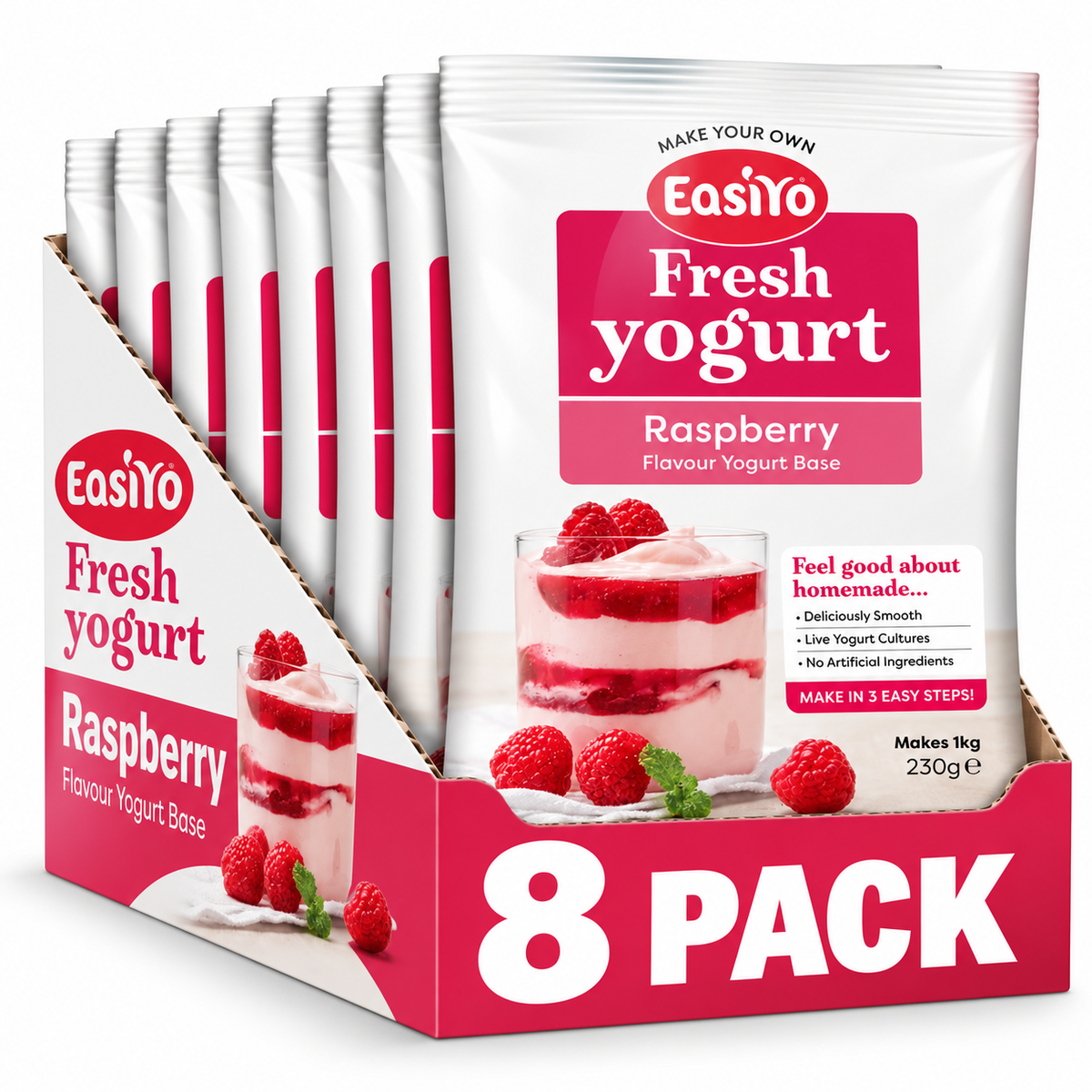 EasiYo Raspberry Yogurt 8 Pack – Makes 8kg