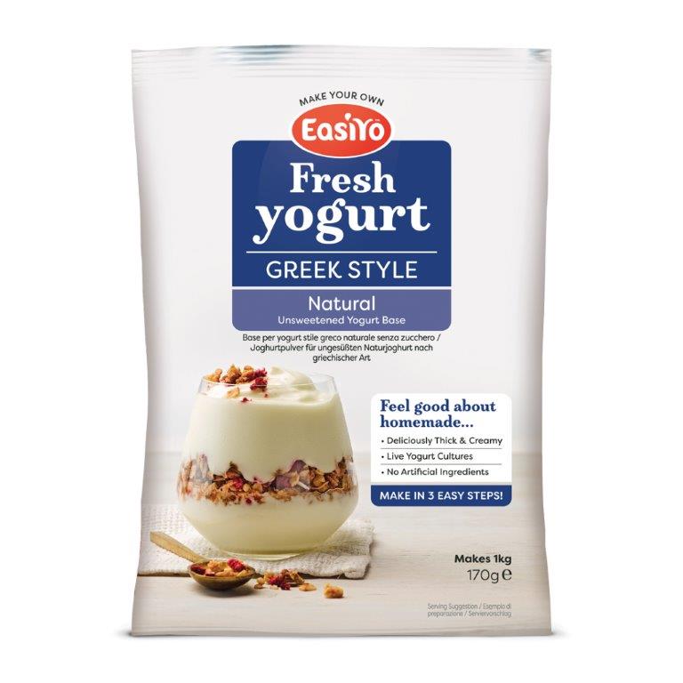 Short dated 8 pack of EasiYo Greek Style Natural yoghurt sachets