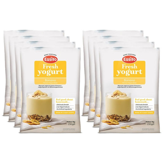 8 Pack of Banana EasiYo Yogurt Sachet Pack Makes 1KG | EasiYo Yoghurt Mix - Yoghurt Maker.co.uk