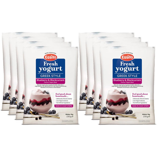 8 Pack of Greek Style Blueberry & Blackcurrant EasiYo Yogurt Sachet Pack Makes 1KG | EasiYo Yoghurt Mix - Yoghurt Maker.co.uk