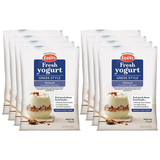 8 Pack of Greek Style Natural EasiYo Yogurt Sachet Makes 1KG | EasiYo Yoghurt Mix - Yoghurt Maker.co.uk