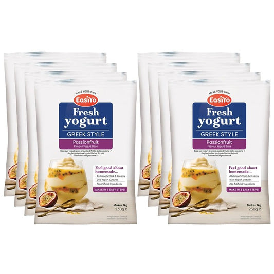 8 Pack of Greek Style Passionfruit EasiYo Yogurt Sachet Pack Makes 1KG | EasiYo Yoghurt Mix - Yoghurt Maker.co.uk