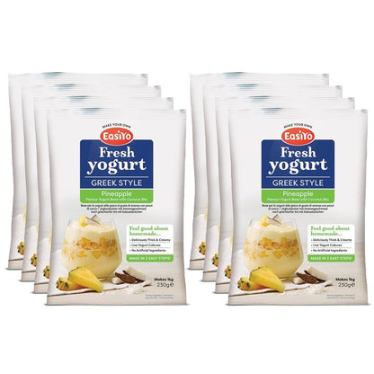 8 Pack of Greek Style Pineapple with Coconut Bits EasiYo Yogurt Sachet Makes 1KG | EasiYo Yoghurt Mix - Yoghurt Maker.co.uk