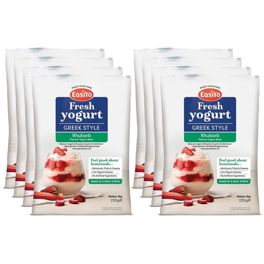 8 Pack of Greek Style Rhubarb EasiYo Yogurt Sachet Pack Makes 1KG | EasiYo Yoghurt Mix - Yoghurt Maker.co.uk