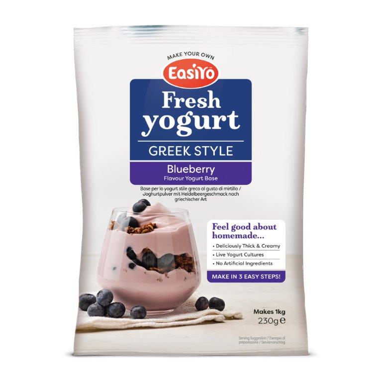 EasiYo Mix Yogurt Greco Naturale Senza Grasso – 8 Bustine Da 140 G L'una, Prodotto 1 Kg Di Yogurt Fresco Per Bustina, Senza Glutine, Vegetariano