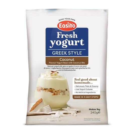 Greek Style Coconut With Bits EasiYo Yogurt Sachet Pack Makes 1KG | EasiYo Yoghurt Mix - Yoghurt Maker.co.uk