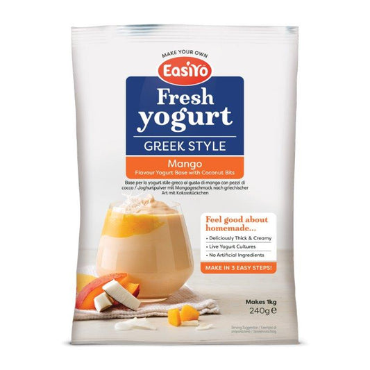 Greek Style Mango with Coconut Bits EasiYo Yogurt Sachet Makes 1KG | EasiYo Yoghurt Mix - Yoghurt Maker.co.uk