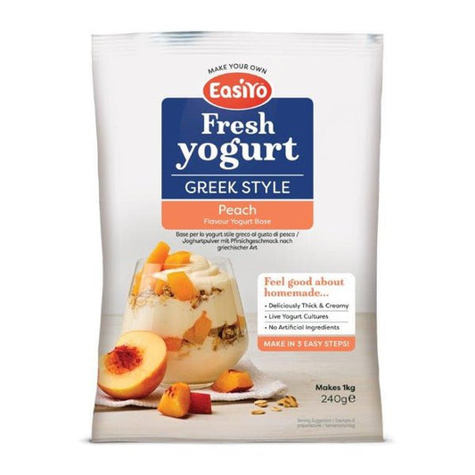 Greek Style Peach EasiYo Yogurt Sachet Pack Makes 1KG | EasiYo Yoghurt Mix - Yoghurt Maker.co.uk